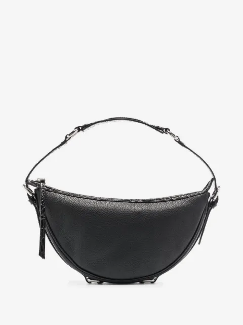 BY FAR grained-leather curved shoulder bag