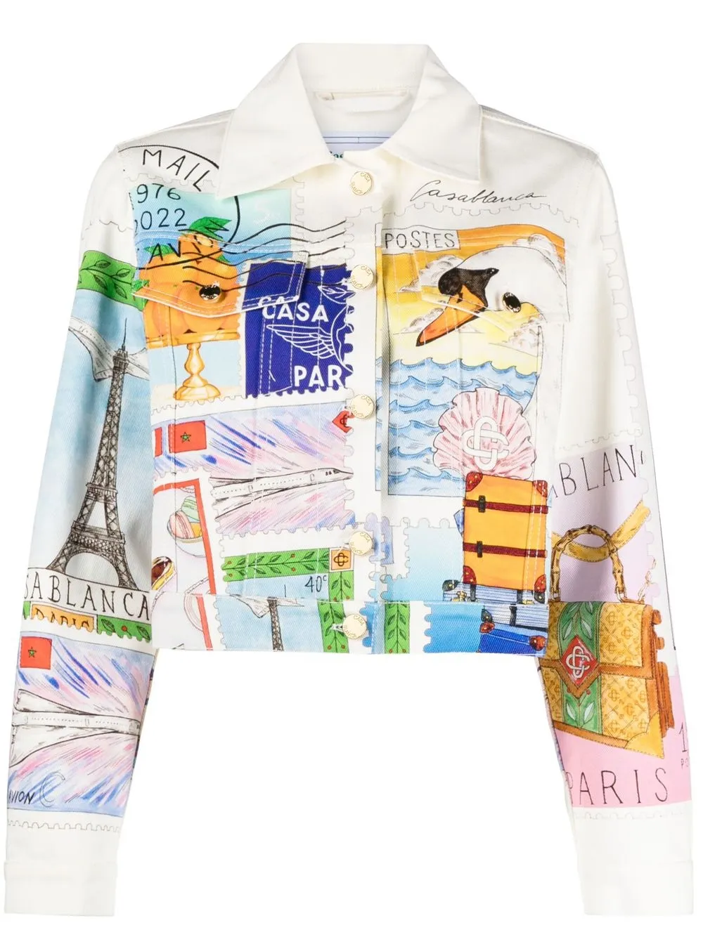 

Casablanca graphic-print denim jacket - White