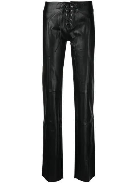 Miaou lace-fastened faux-leather trousers