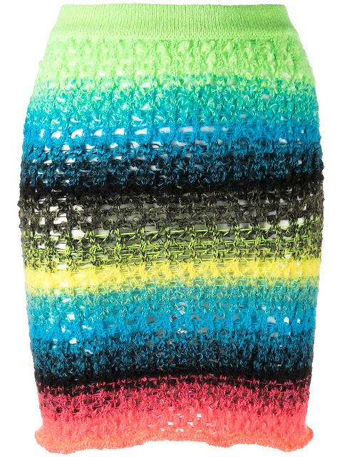 AGR horizontal-stripe crochet miniskirt