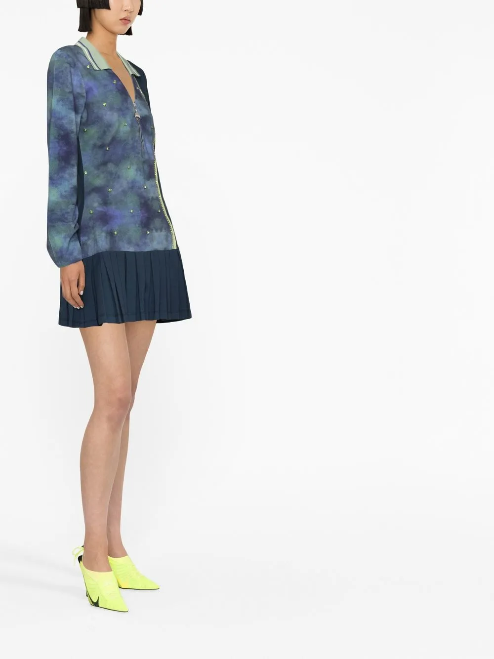  Ahluwalia Pulloverkleid Mit Shakti Print   Blau 