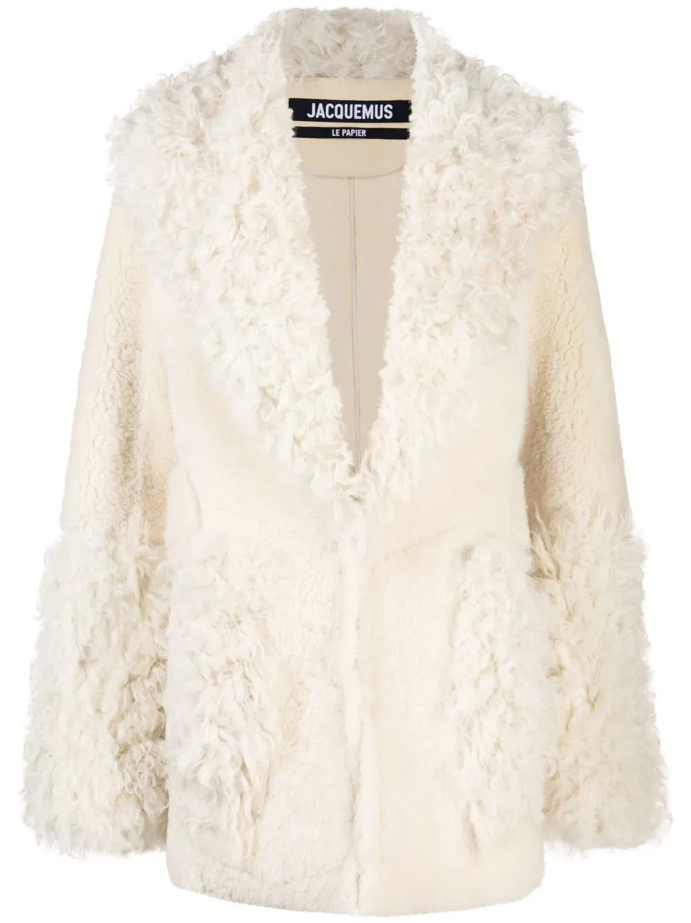 

Jacquemus waist tab-detail shearling coat - White