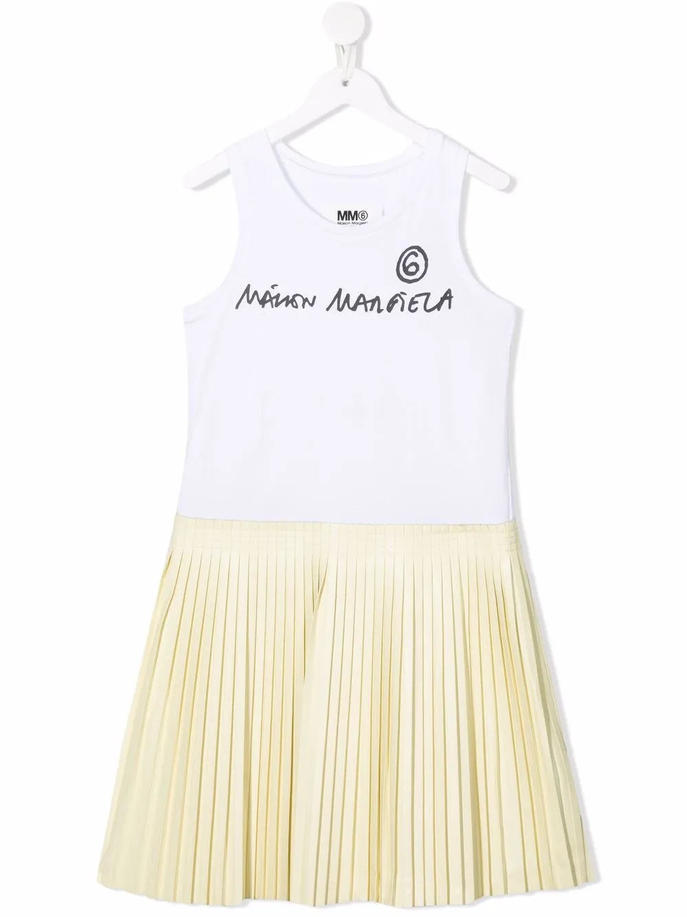 

MM6 Maison Margiela Kids vestido con falda plisada y logo estampado - Blanco