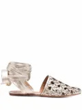 Tory Burch Basketweave wrap sandals - Gold