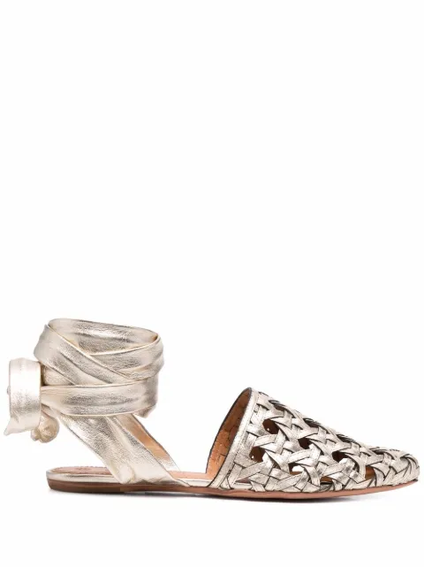 Tory Burch Basketweave wrap sandals