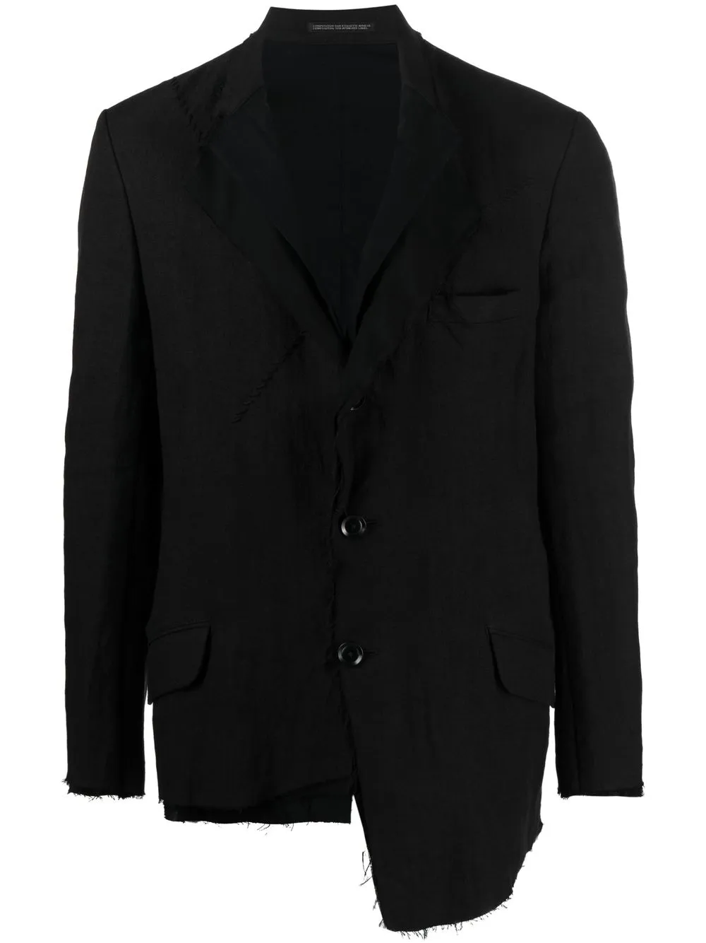 Shop Yohji Yamamoto Single-breasted Linen Blazer In Black