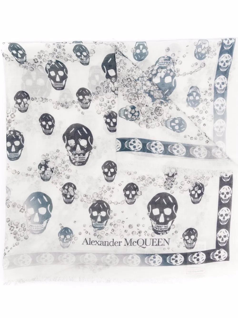 

Alexander McQueen mascada con estampado de calavera - Blanco