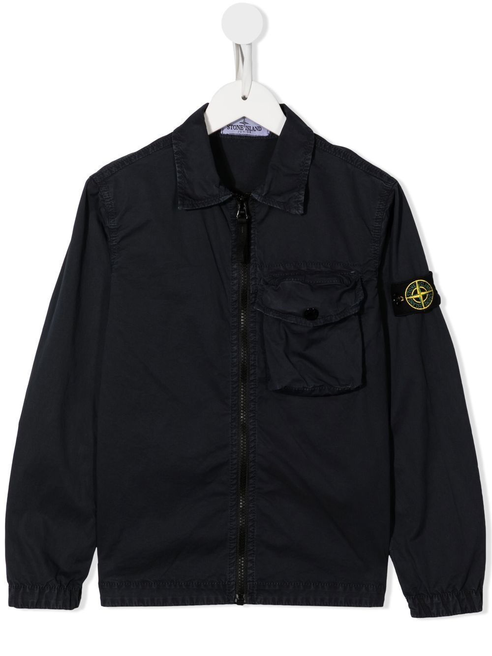 

Stone Island Junior logo-patch zip-up overshirt - Blue