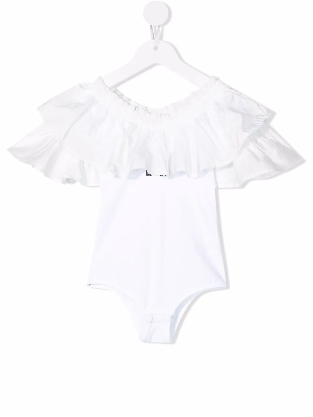 

MSGM Kids body manga corta con volantes - Blanco