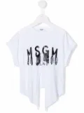 MSGM Kids logo asymmetric T-shirt - White