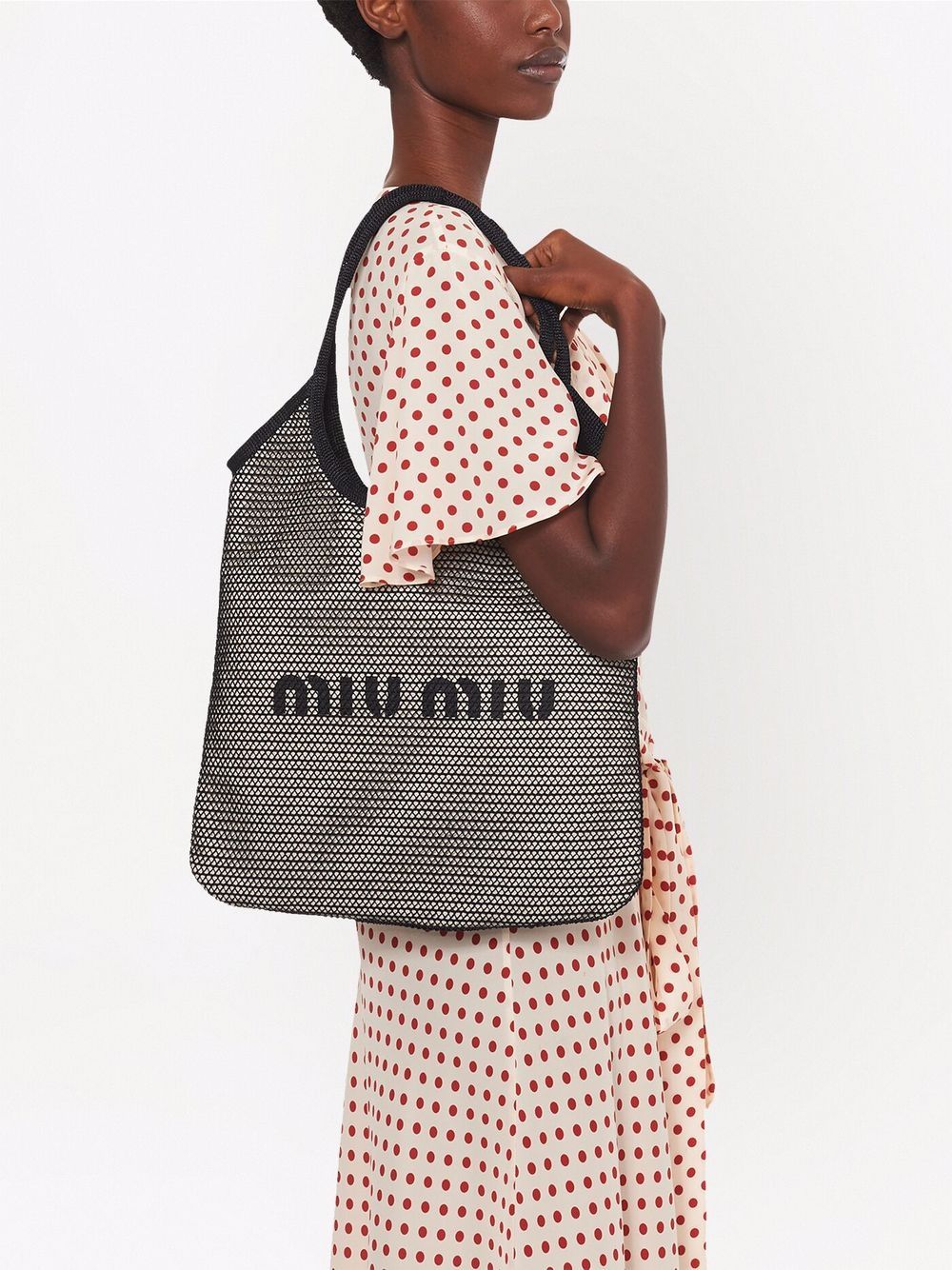 Miu Miu Logo-print Raffia Tote Bag - Farfetch