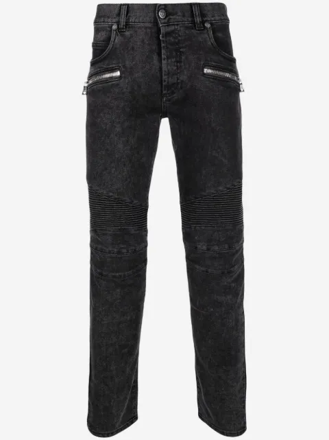 Balmain ribbed slim-cut bleached jeans