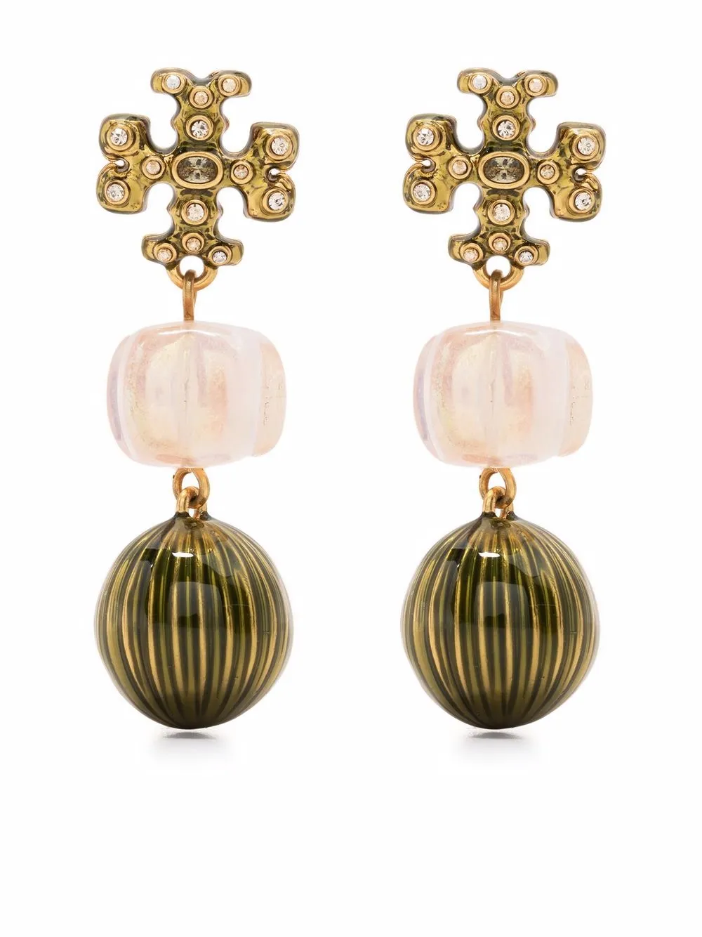 

Tory Burch aretes con dije y gema - Dorado