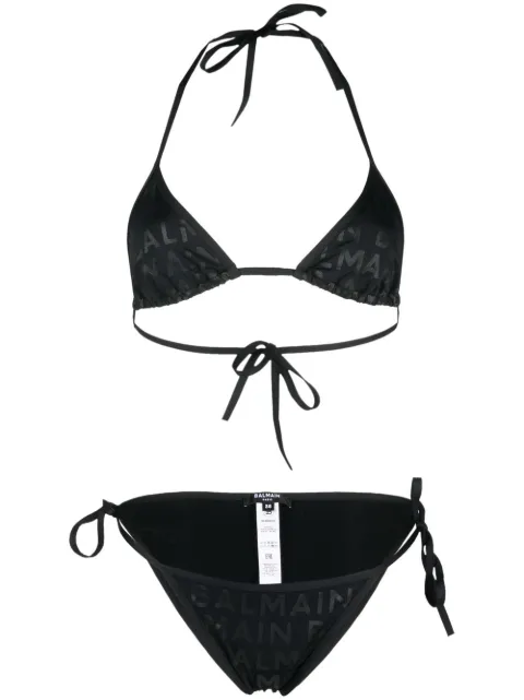 Balmain logo-print bikini