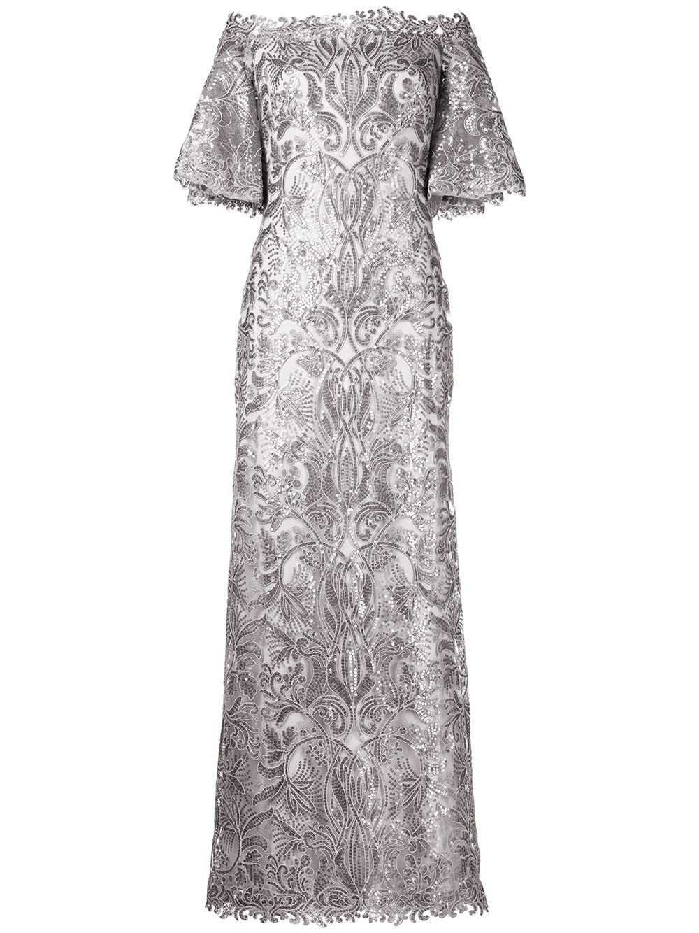 Tadashi Shoji Ashia Sequin-embellished Off-shoulder Gown In Grau | ModeSens
