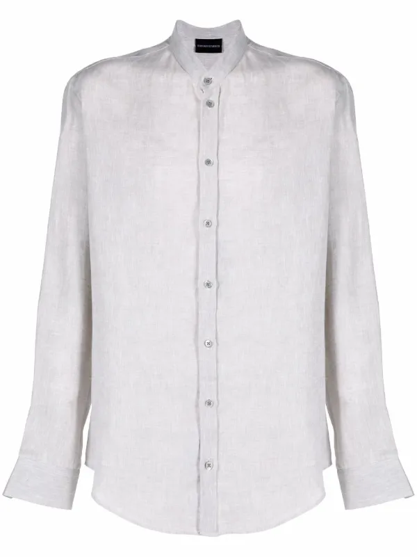 Emporio Armani band-collar button-up 