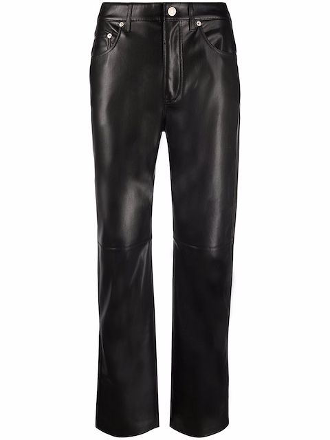 Nanushka faux-leather cropped straight-leg trousers