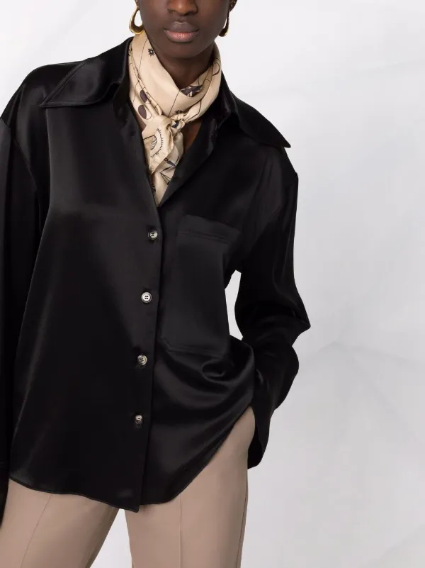 oversized satin button up shirt