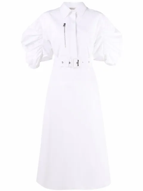 Alexander McQueen puff-sleeve belted cotton shirt dress