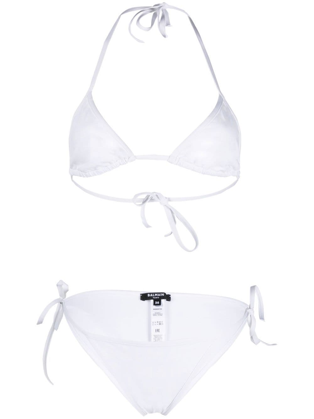 balmain bikini à détails noués - blanc