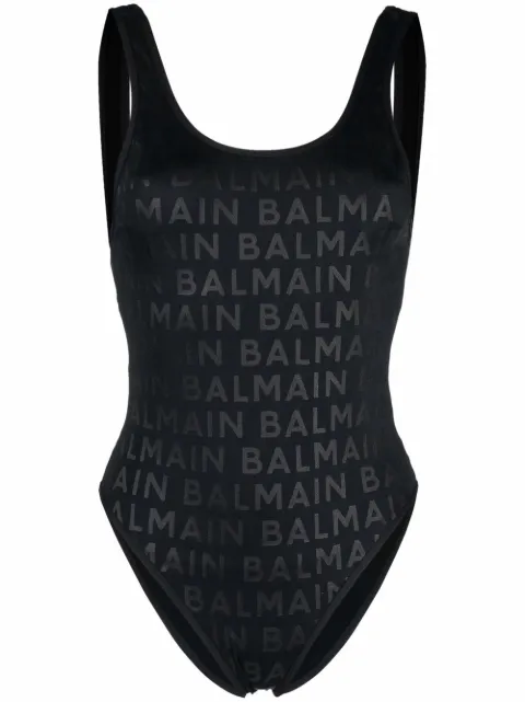 Balmain Olimpionic logo-print swimsuit