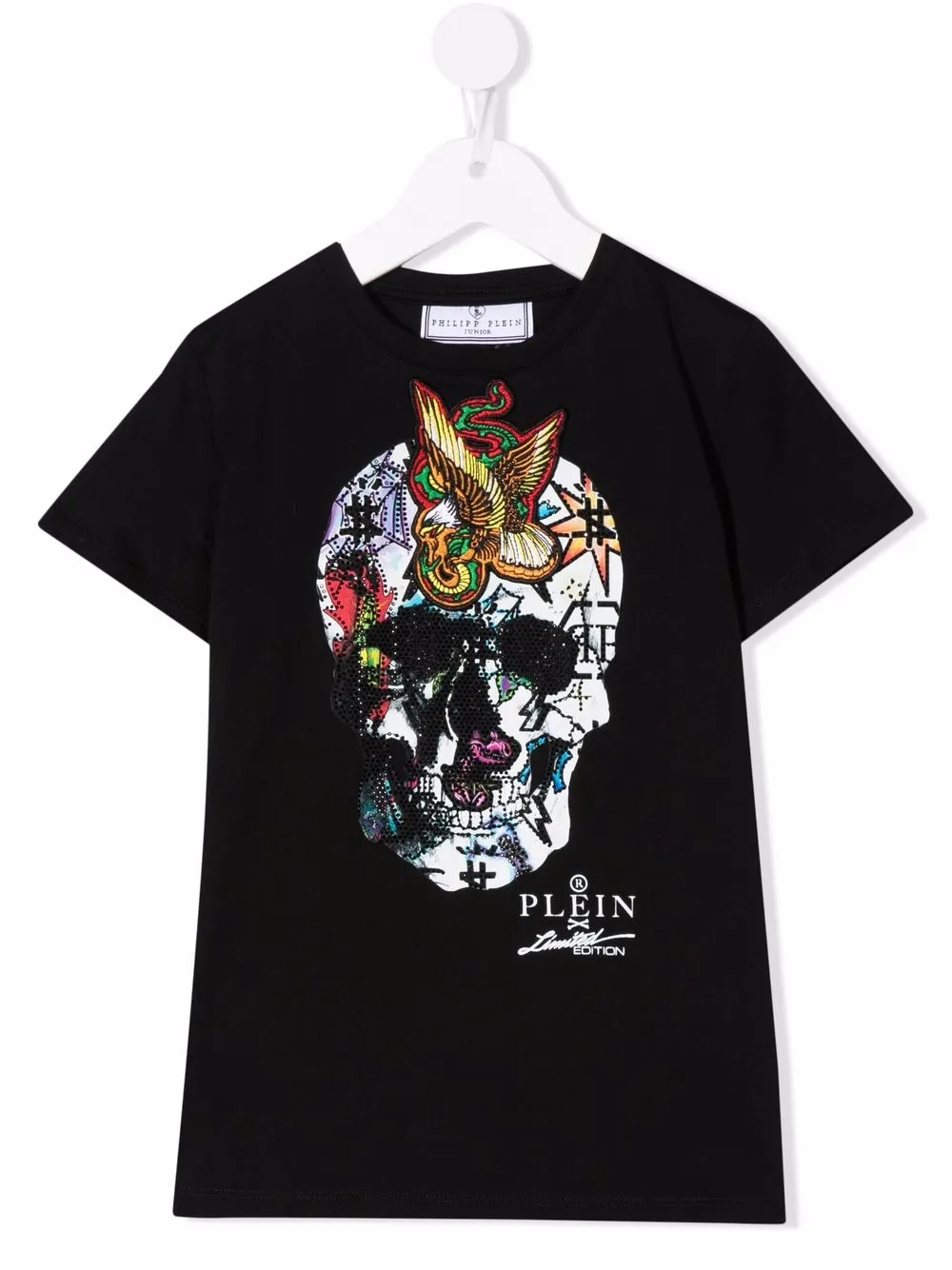 

Philipp Plein Junior playera con motivo Skull - Negro