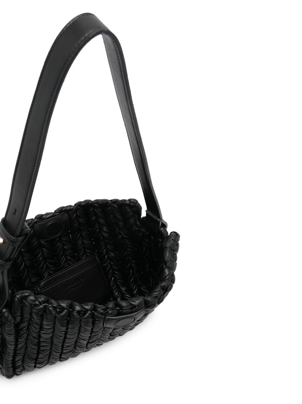 Shop Nanushka Woven Shoulder Bag In Black