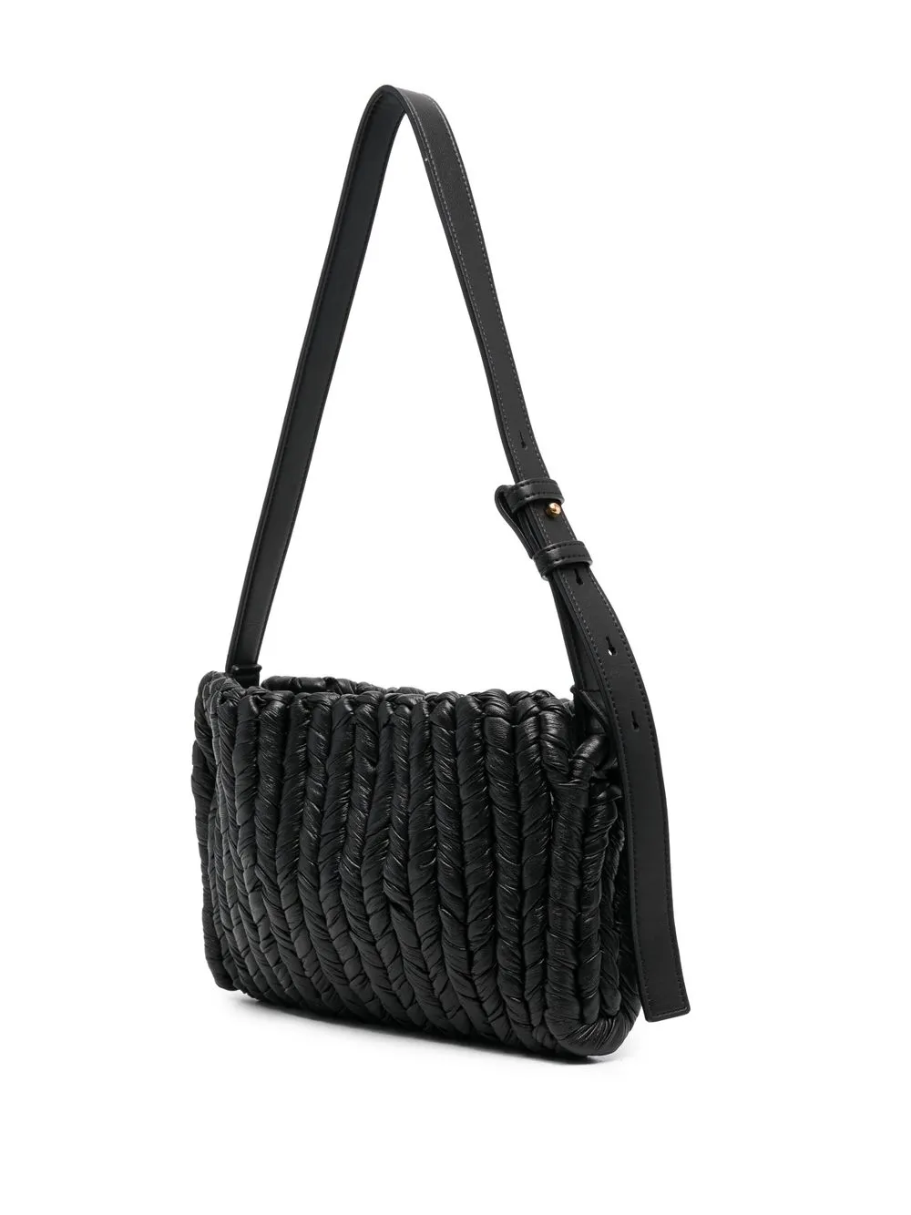 Shop Nanushka Woven Shoulder Bag In Black