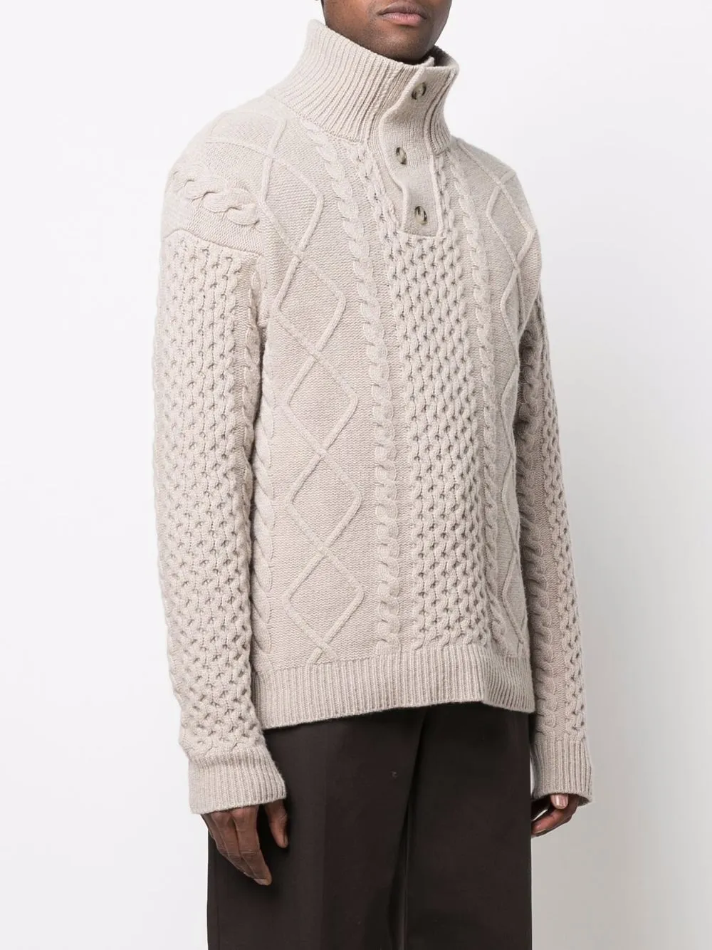 Cheap Nanushka button-collar cable-knit jumper Men