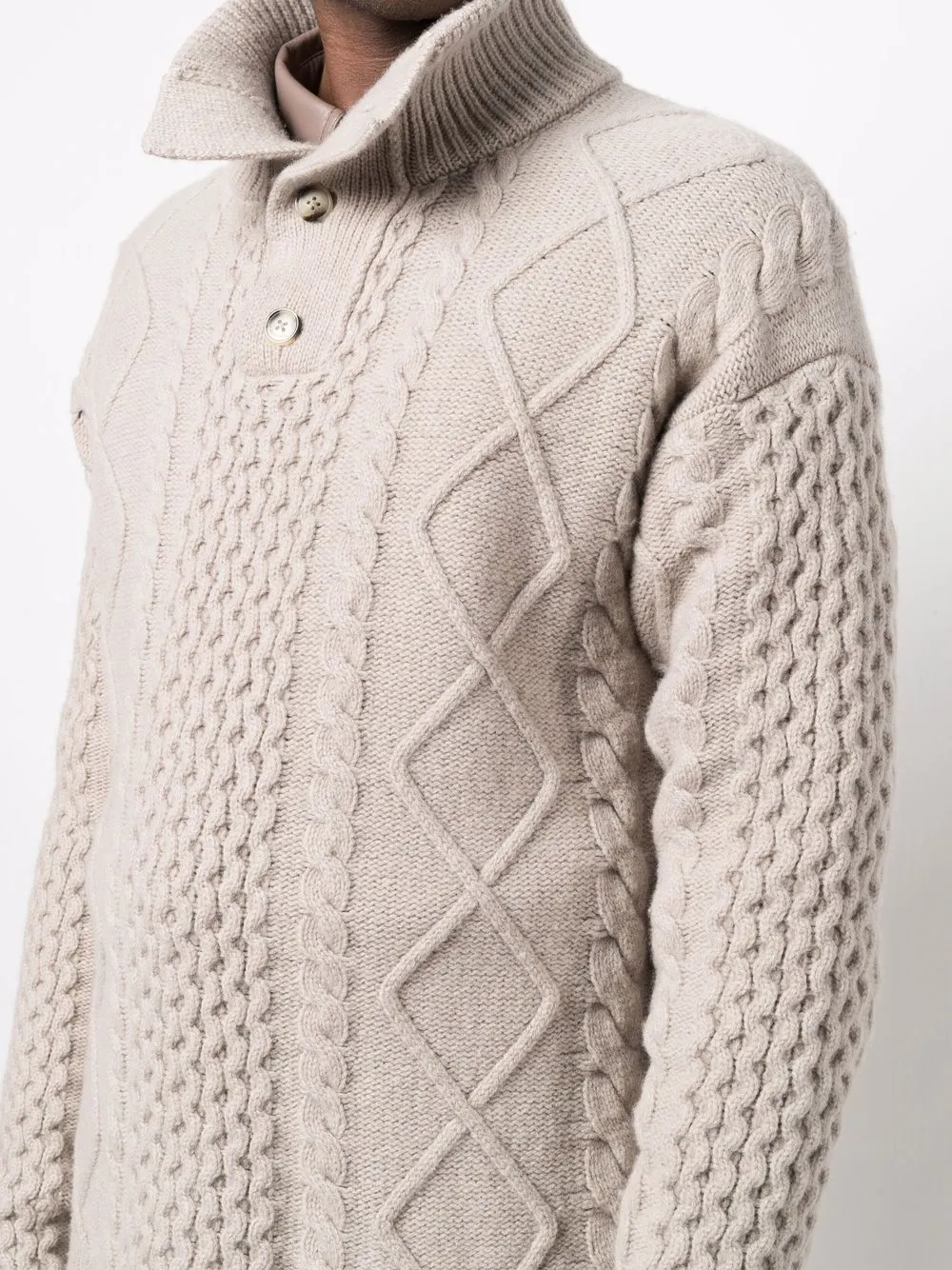 Cheap Nanushka button-collar cable-knit jumper Men