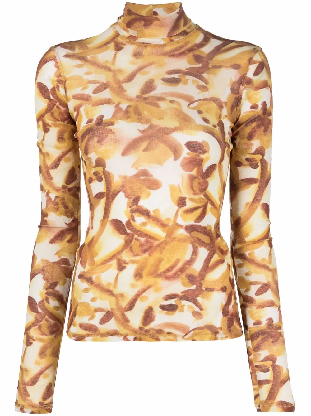 

Nanushka abstract-floral roll-neck top - Yellow