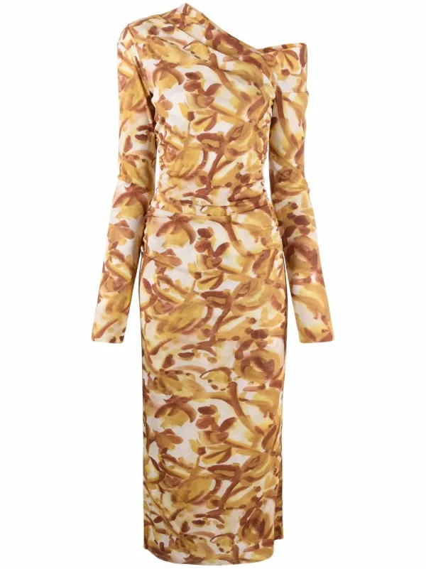 Nanushka abstract-print Ruched Midi Dress - Farfetch