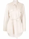 Nanushka vegan-leather belted oversize shirt - Neutrals