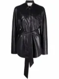 Nanushka vegan-leather belted oversize shirt - Black