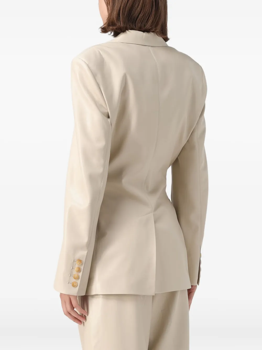 Nanushka Blazer met enkele rij knopen Beige