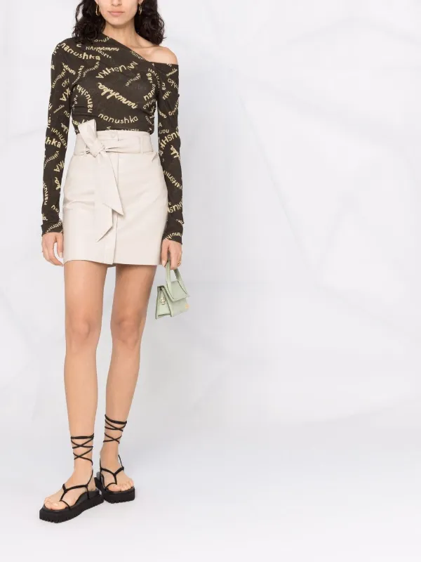 Nanushka A-line Belted Mini Skirt | Neutrals | FARFETCH BH