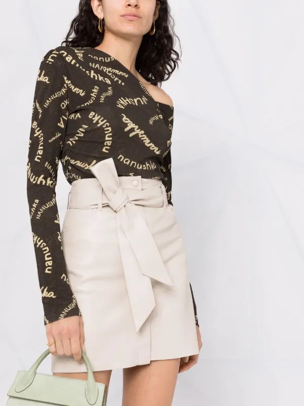 Nanushka A-line Belted Mini Skirt | Neutrals | FARFETCH BH