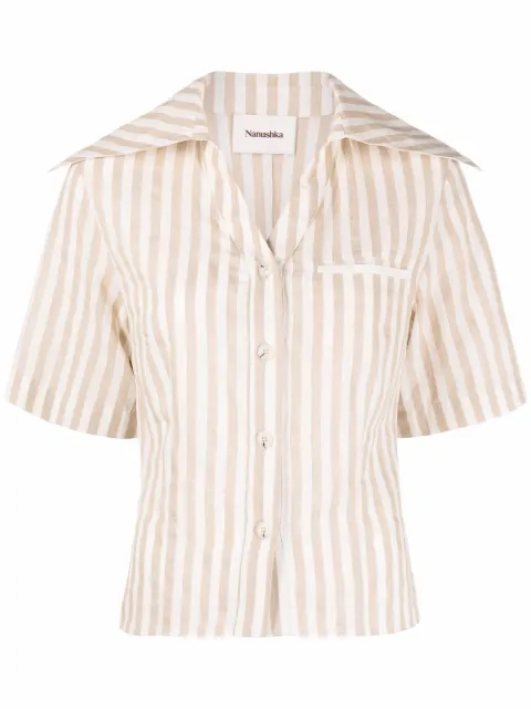 Nanushka wide-collar striped shirt