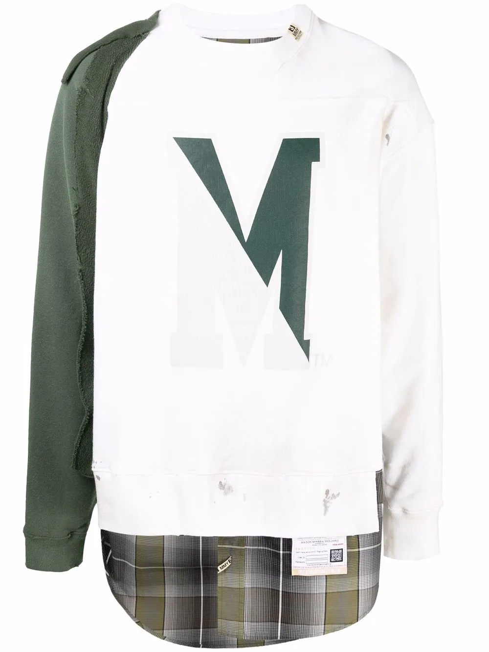 

Maison Mihara Yasuhiro sudadera a paneles con logo - Blanco