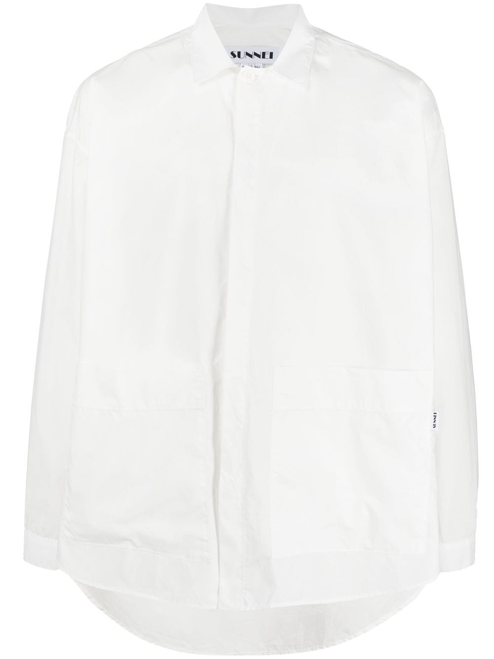 sunnei chemise ample en coton à détail de slogan - blanc