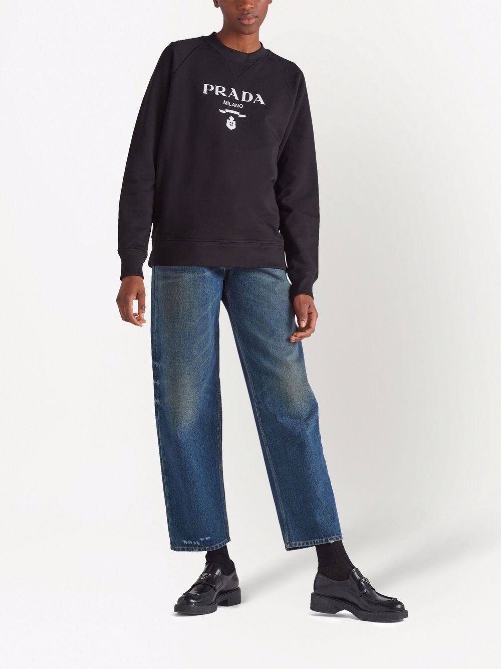 Prada Sweater met logoprint - Zwart