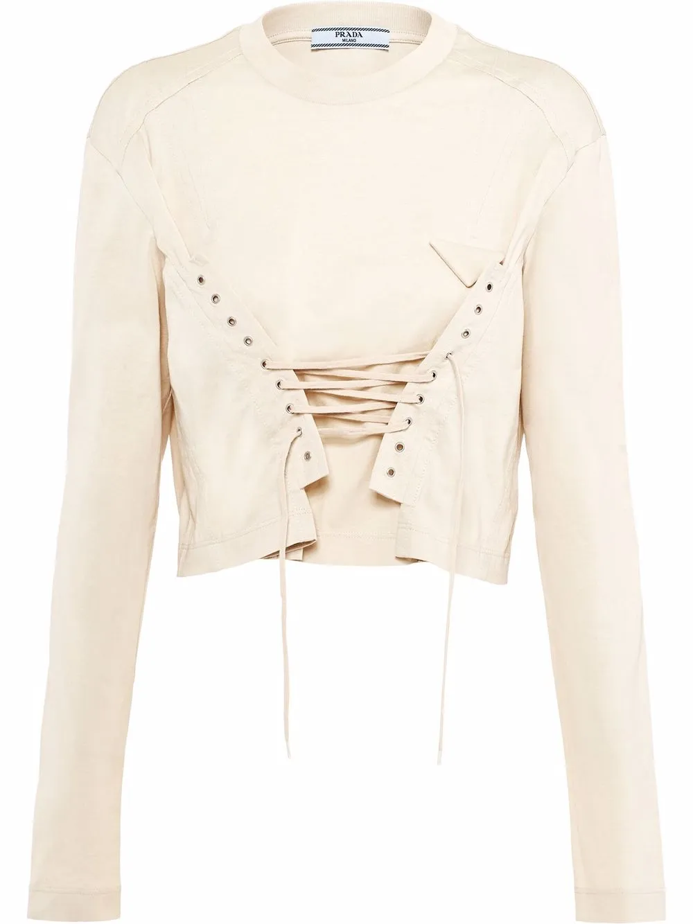 

Prada top corto con cordones - Neutro