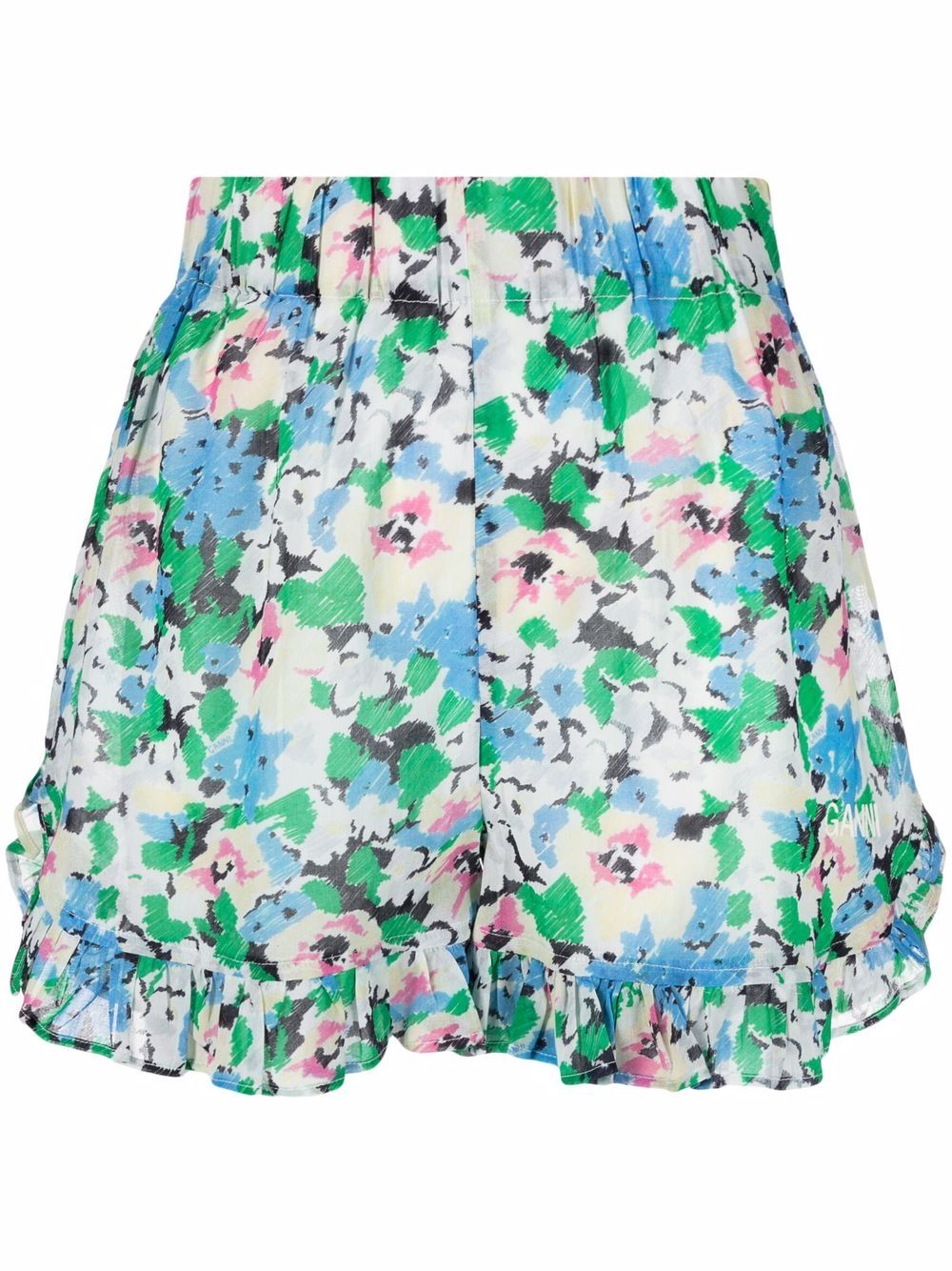 GANNI ruffle-trim floral shorts Women