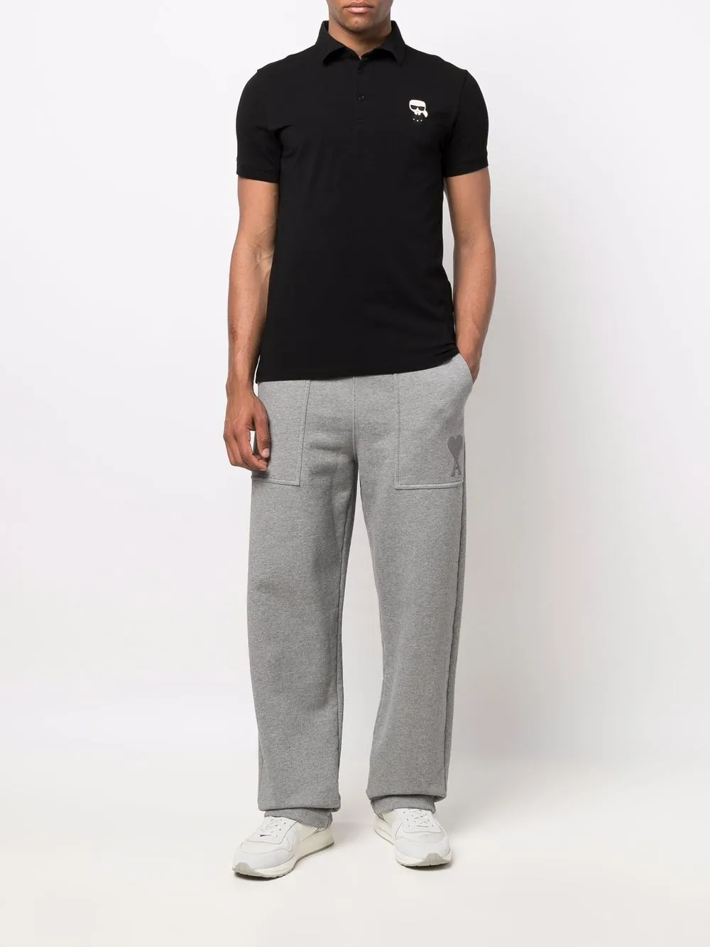 Karl Lagerfeld Poloshirt met logopatch - Zwart