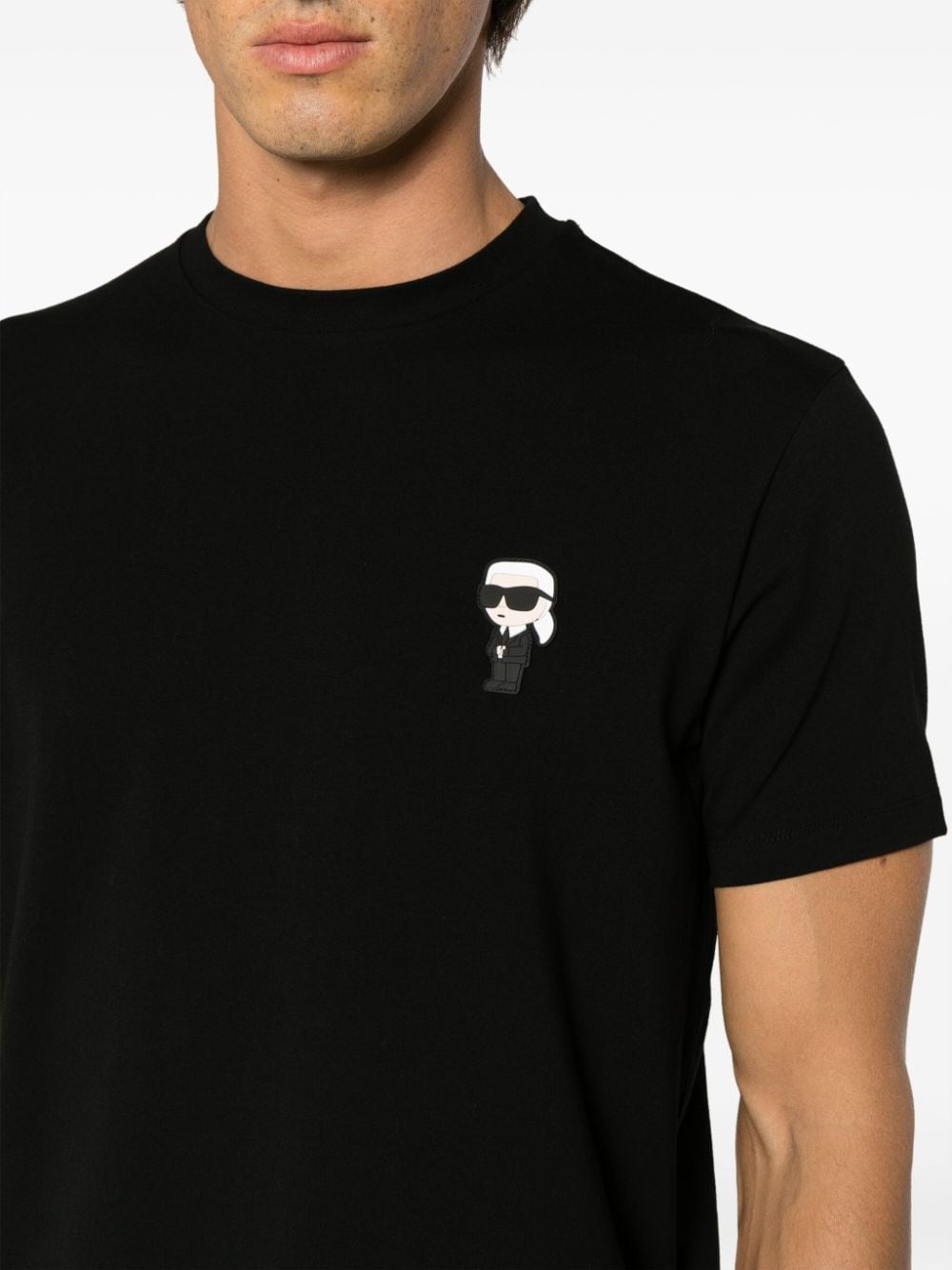 Shop Karl Lagerfeld Patch-detail Cotton T-shirt In Black