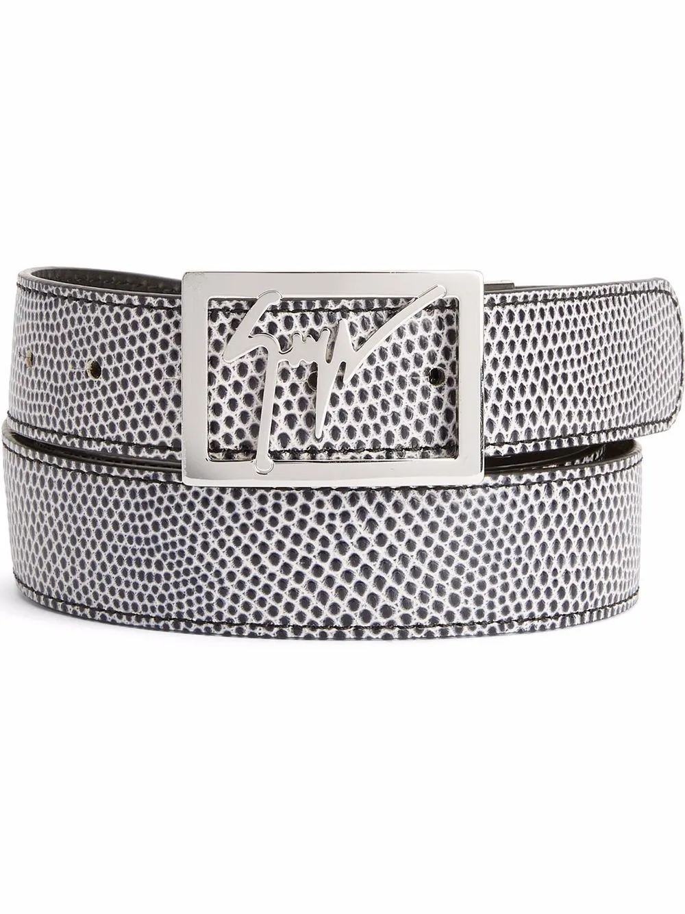 

Giuseppe Zanotti cinturón con logo en reilieve y efecto de piel de serpiente - Gris
