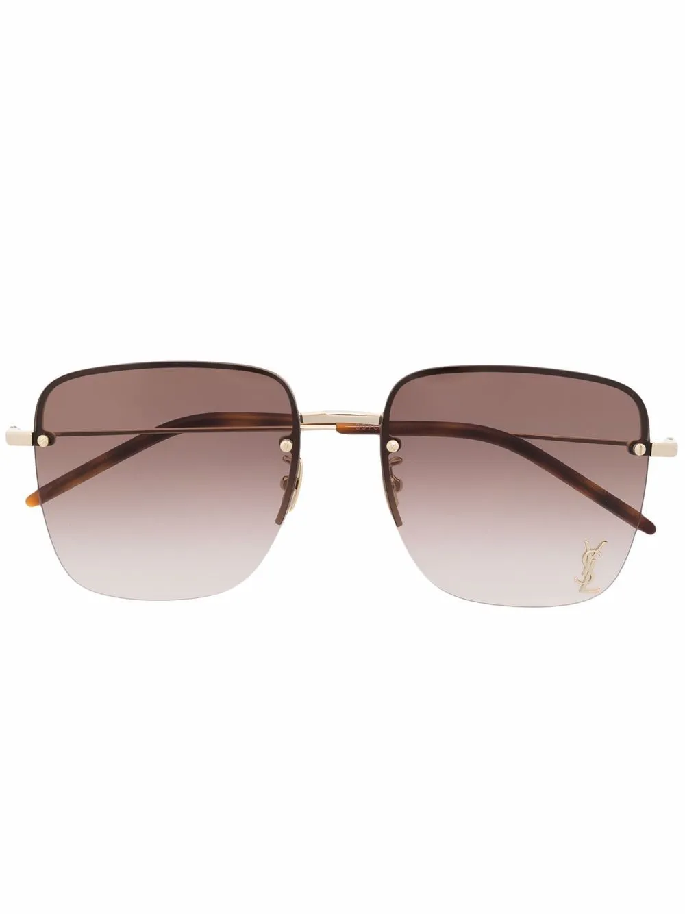 Saint Laurent Eyewear Occhiali da sole con placca logo - Oro