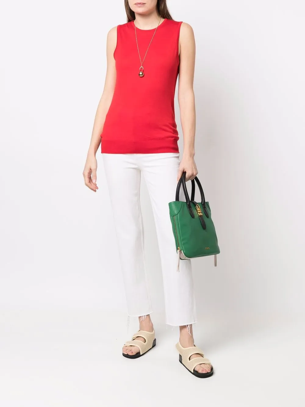 John Smedley Fijngebreide tanktop - Rood
