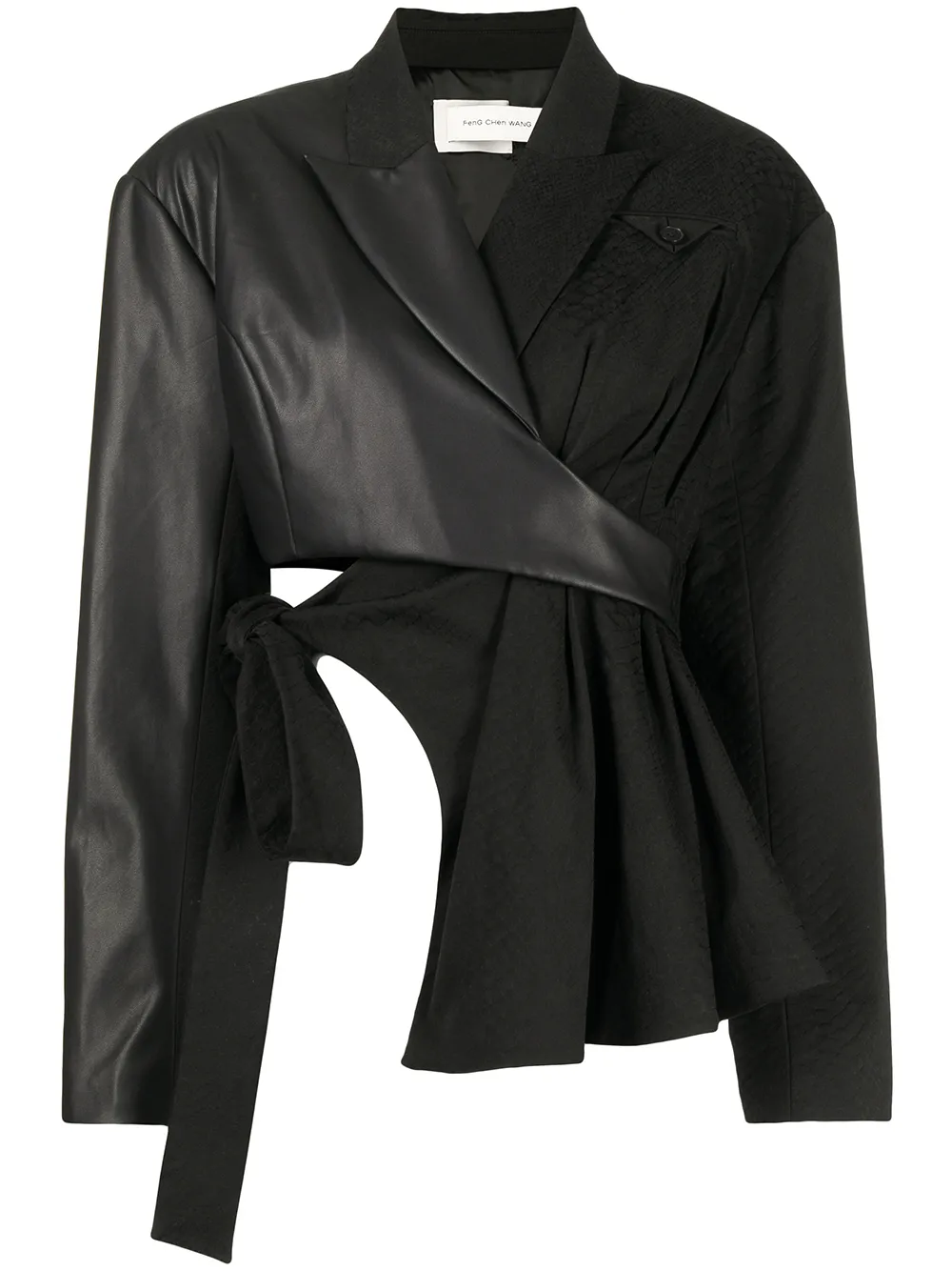 

Feng Chen Wang asymmetric side-tie jacket - Black