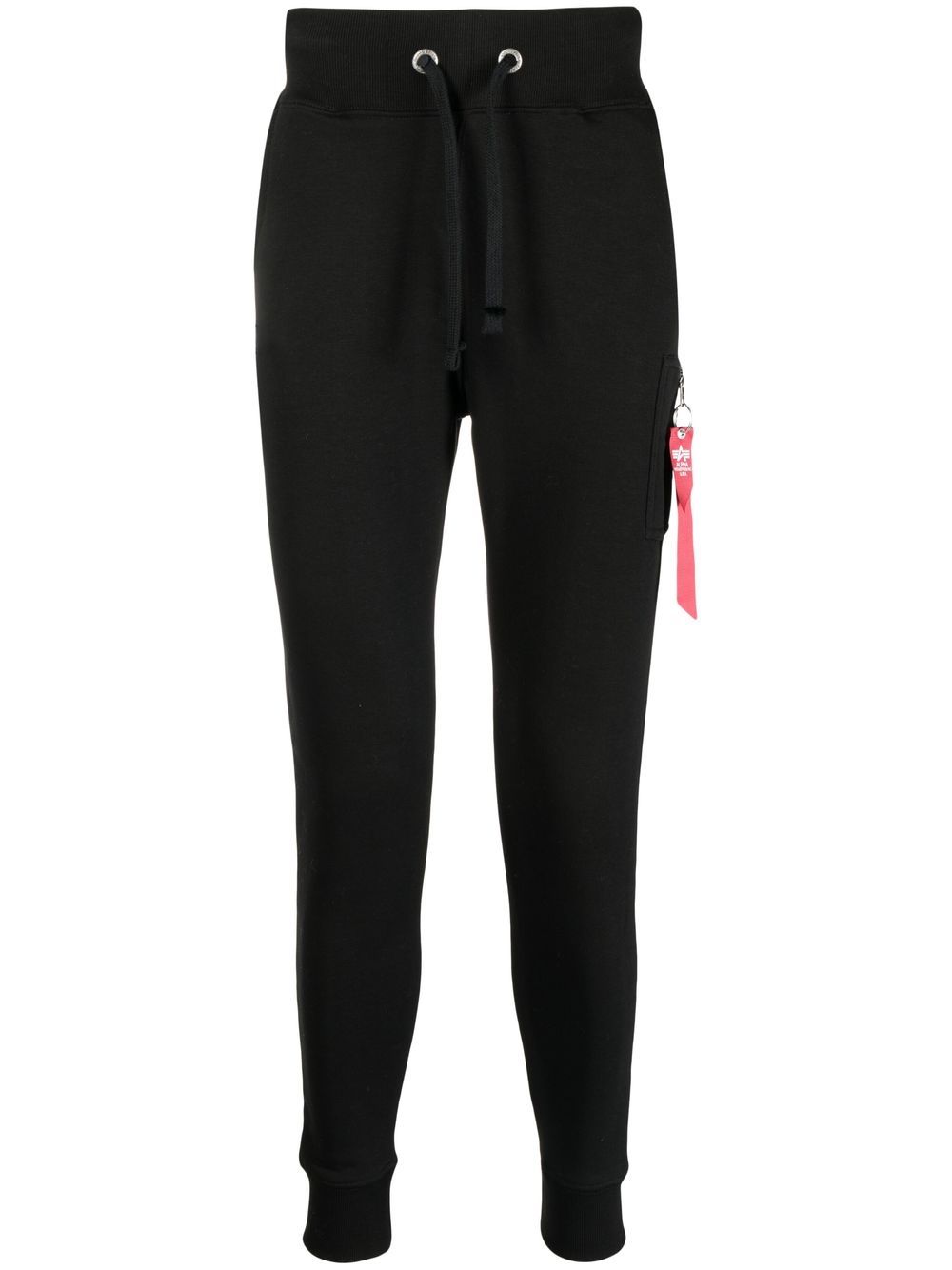 Alpha Industries Tapered Cotton Track Trousers In Black